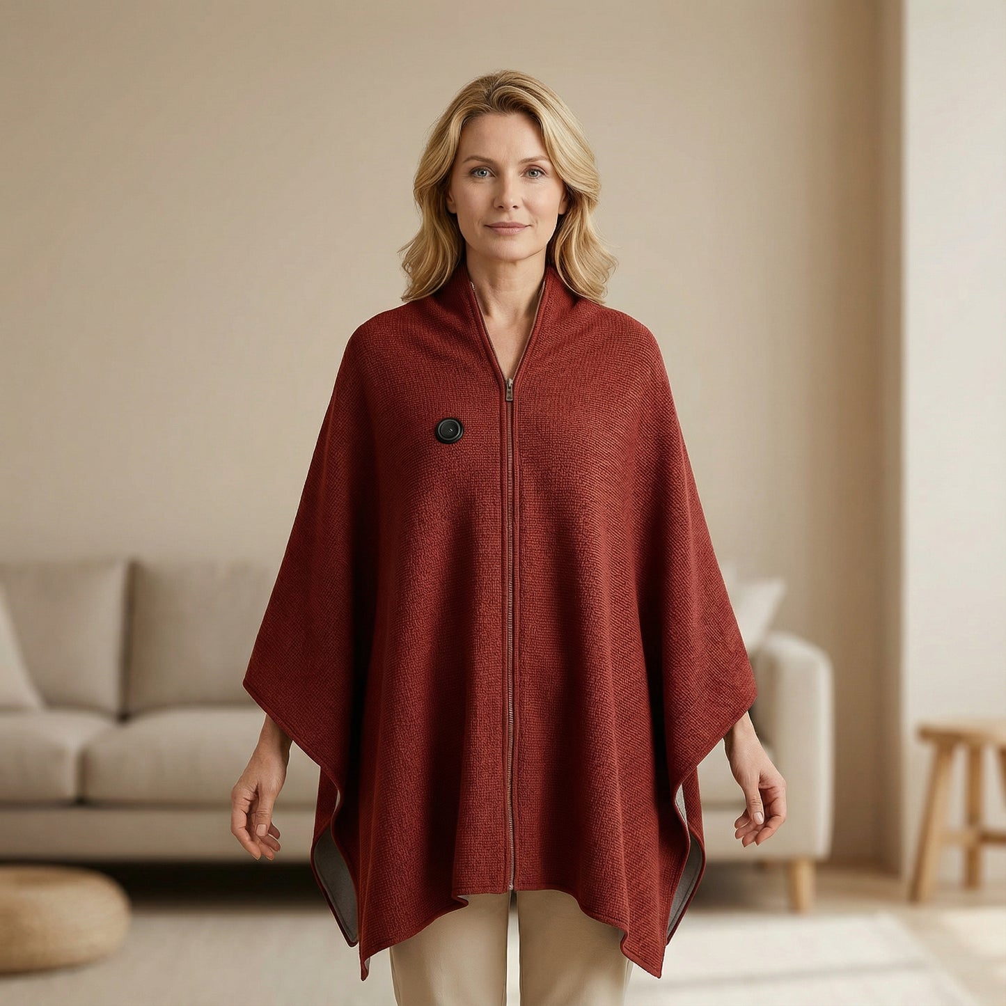 Verwarmde 3-in-1 Cosy Poncho | Altijd Warm Aan Nek, Schouders & Rug